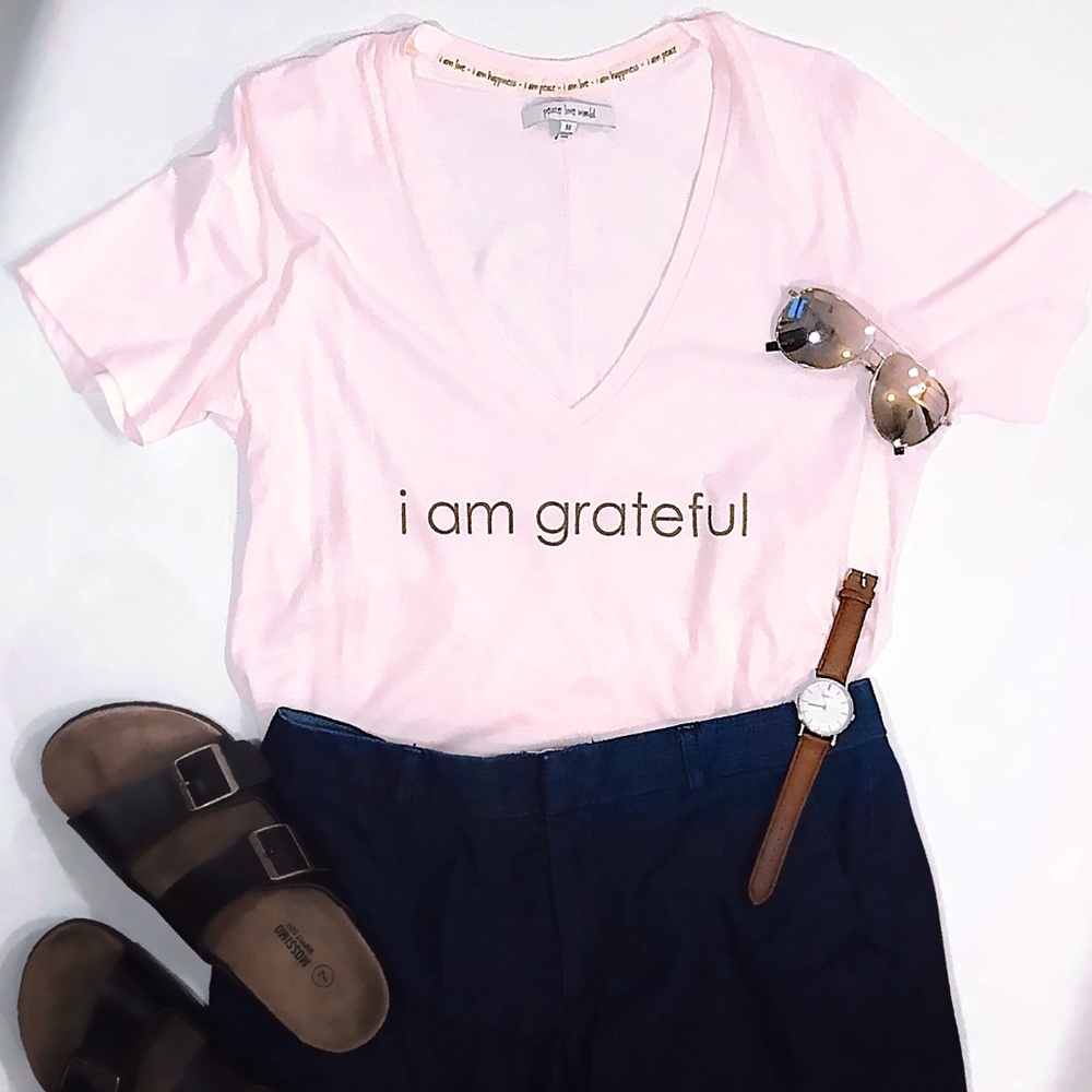 Peace Love World V-Neck Top  | NWT